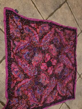 Vibrant Pink & Black Paisley Square Scarf